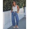 image:imageGRAPENT Barrel Jeans for Women Trendy High Waisted Cropped Baggy Wide Leg Pull On Elastic Waist Stretchy Denim PantsMidnight Blue