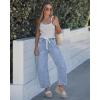 image:imageGRAPENT Barrel Jeans for Women Trendy High Waisted Cropped Baggy Wide Leg Pull On Elastic Waist Stretchy Denim PantsReef Blue
