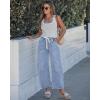image:imageGRAPENT Barrel Jeans for Women Trendy High Waisted Cropped Baggy Wide Leg Pull On Elastic Waist Stretchy Denim PantsReef Blue