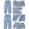 image:imageGRAPENT Barrel Jeans for Women Trendy High Waisted Cropped Baggy Wide Leg Pull On Elastic Waist Stretchy Denim PantsReef Blue