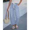 image:imageGRAPENT Barrel Jeans for Women Trendy High Waisted Cropped Baggy Wide Leg Pull On Elastic Waist Stretchy Denim PantsReef Blue