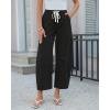 image:imageGRAPENT Barrel Jeans for Women Trendy High Waisted Cropped Baggy Wide Leg Pull On Elastic Waist Stretchy Denim PantsTrue Black