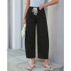 image:imageGRAPENT Barrel Jeans for Women Trendy High Waisted Cropped Baggy Wide Leg Pull On Elastic Waist Stretchy Denim PantsTrue Black