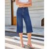 image:imageGRAPENT Capri Jeans for Women Wide Leg Trendy High Waisted Side Seam Stretchy Denim Capris Pants Summer Casual JeansClassic Blue
