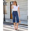 image:imageGRAPENT Capri Jeans for Women Wide Leg Trendy High Waisted Side Seam Stretchy Denim Capris Pants Summer Casual JeansClassic Blue