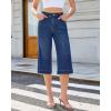 image:imageGRAPENT Capri Jeans for Women Wide Leg Trendy High Waisted Side Seam Stretchy Denim Capris Pants Summer Casual JeansClassic Blue