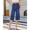 image:imageGRAPENT Capri Jeans for Women Wide Leg Trendy High Waisted Side Seam Stretchy Denim Capris Pants Summer Casual JeansClassic Blue