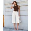 image:imageGRAPENT Capri Jeans for Women Wide Leg Trendy High Waisted Side Seam Stretchy Denim Capris Pants Summer Casual JeansCream White