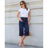 image:imageGRAPENT Capri Jeans for Women Wide Leg Trendy High Waisted Side Seam Stretchy Denim Capris Pants Summer Casual JeansDarkness Blue