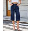 image:imageGRAPENT Capri Jeans for Women Wide Leg Trendy High Waisted Side Seam Stretchy Denim Capris Pants Summer Casual JeansDarkness Blue