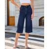 image:imageGRAPENT Capri Jeans for Women Wide Leg Trendy High Waisted Side Seam Stretchy Denim Capris Pants Summer Casual JeansDarkness Blue