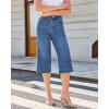image:imageGRAPENT Capri Jeans for Women Wide Leg Trendy High Waisted Side Seam Stretchy Denim Capris Pants Summer Casual JeansMedium Blue