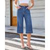 image:imageGRAPENT Capri Jeans for Women Wide Leg Trendy High Waisted Side Seam Stretchy Denim Capris Pants Summer Casual JeansMedium Blue