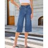 image:imageGRAPENT Capri Jeans for Women Wide Leg Trendy High Waisted Side Seam Stretchy Denim Capris Pants Summer Casual JeansMedium Blue