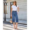 image:imageGRAPENT Capri Jeans for Women Wide Leg Trendy High Waisted Side Seam Stretchy Denim Capris Pants Summer Casual JeansMedium Blue