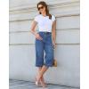 image:imageGRAPENT Capri Jeans for Women Wide Leg Trendy High Waisted Side Seam Stretchy Denim Capris Pants Summer Casual JeansMedium Blue