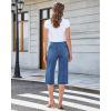 image:imageGRAPENT Capri Jeans for Women Wide Leg Trendy High Waisted Side Seam Stretchy Denim Capris Pants Summer Casual JeansMedium Blue