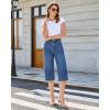 image:imageGRAPENT Capri Jeans for Women Wide Leg Trendy High Waisted Side Seam Stretchy Denim Capris Pants Summer Casual JeansMedium Blue
