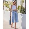 image:imageGRAPENT Capri Jeans for Women Wide Leg Trendy High Waisted Side Seam Stretchy Denim Capris Pants Summer Casual JeansRoadnight Blue