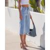image:imageGRAPENT Capri Jeans for Women Wide Leg Trendy High Waisted Side Seam Stretchy Denim Capris Pants Summer Casual JeansRoadnight Blue