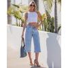 image:imageGRAPENT Capri Jeans for Women Wide Leg Trendy High Waisted Side Seam Stretchy Denim Capris Pants Summer Casual JeansRoadnight Blue