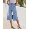 image:imageGRAPENT Capri Jeans for Women Wide Leg Trendy High Waisted Side Seam Stretchy Denim Capris Pants Summer Casual JeansRoadnight Blue