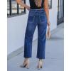 image:imageGRAPENT Cropped Jeans for Women High Waisted Straight Leg Embellished Rhinestone Concert Party Night Out Sparkly JeansDarkness Blue