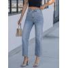 image:imageGRAPENT Cropped Jeans for Women High Waisted Straight Leg Embellished Rhinestone Concert Party Night Out Sparkly JeansLakeside Blue