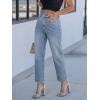 image:imageGRAPENT Cropped Jeans for Women High Waisted Straight Leg Embellished Rhinestone Concert Party Night Out Sparkly JeansLakeside Blue