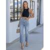 image:imageGRAPENT Cropped Jeans for Women High Waisted Straight Leg Embellished Rhinestone Concert Party Night Out Sparkly JeansLakeside Blue