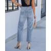 image:imageGRAPENT Cropped Jeans for Women High Waisted Straight Leg Embellished Rhinestone Concert Party Night Out Sparkly JeansLakeside Blue