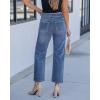 image:imageGRAPENT Cropped Jeans for Women High Waisted Straight Leg Embellished Rhinestone Concert Party Night Out Sparkly JeansTimeless Blue