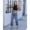 image:imageGRAPENT Cropped Jeans for Women High Waisted Straight Leg Embellished Rhinestone Concert Party Night Out Sparkly JeansTimeless Blue