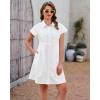 image:imageGRAPENT Denim Dresses for Women Short Sleeve Babydoll Pleated Raw Hem Distressed Casual Western Jean Dress with PocketsCream White