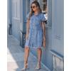 image:imageGRAPENT Denim Dresses for Women Short Sleeve Babydoll Pleated Raw Hem Distressed Casual Western Jean Dress with PocketsReef Blue