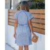 image:imageGRAPENT Denim Dresses for Women Short Sleeve Babydoll Pleated Raw Hem Distressed Casual Western Jean Dress with PocketsRoadknight Blue