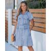 image:imageGRAPENT Denim Dresses for Women Short Sleeve Babydoll Pleated Raw Hem Distressed Casual Western Jean Dress with PocketsRoadknight Blue