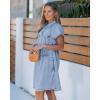 image:imageGRAPENT Denim Dresses for Women Short Sleeve Babydoll Pleated Raw Hem Distressed Casual Western Jean Dress with PocketsRoadknight Blue