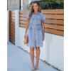 image:imageGRAPENT Denim Dresses for Women Short Sleeve Babydoll Pleated Raw Hem Distressed Casual Western Jean Dress with PocketsRoadknight Blue