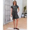 image:imageGRAPENT Denim Dresses for Women Short Sleeve Babydoll Pleated Raw Hem Distressed Casual Western Jean Dress with PocketsWashed Black