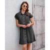 image:imageGRAPENT Denim Dresses for Women Short Sleeve Babydoll Pleated Raw Hem Distressed Casual Western Jean Dress with PocketsWashed Black