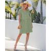 image:imageGRAPENT Linen Dresses for Women Casual Summer Babydoll Button Down Short Sleeve V Neck Above Knee Dress with PocketsArmy Green
