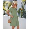 image:imageGRAPENT Linen Dresses for Women Casual Summer Babydoll Button Down Short Sleeve V Neck Above Knee Dress with PocketsArmy Green