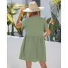 image:imageGRAPENT Linen Dresses for Women Casual Summer Babydoll Button Down Short Sleeve V Neck Above Knee Dress with PocketsArmy Green