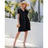 image:imageGRAPENT Linen Dresses for Women Casual Summer Babydoll Button Down Short Sleeve V Neck Above Knee Dress with PocketsBlack