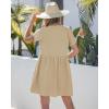 image:imageGRAPENT Linen Dresses for Women Casual Summer Babydoll Button Down Short Sleeve V Neck Above Knee Dress with PocketsFlax