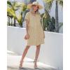image:imageGRAPENT Linen Dresses for Women Casual Summer Babydoll Button Down Short Sleeve V Neck Above Knee Dress with PocketsFlax