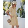 image:imageGRAPENT Linen Dresses for Women Casual Summer Babydoll Button Down Short Sleeve V Neck Above Knee Dress with PocketsFlax