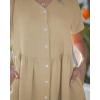 image:imageGRAPENT Linen Dresses for Women Casual Summer Babydoll Button Down Short Sleeve V Neck Above Knee Dress with PocketsFlax