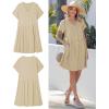 image:imageGRAPENT Linen Dresses for Women Casual Summer Babydoll Button Down Short Sleeve V Neck Above Knee Dress with PocketsFlax